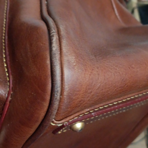 Dooney Bourke Florentine double pocket satchel chestnut with flaw on bottom - Picture 15 of 16